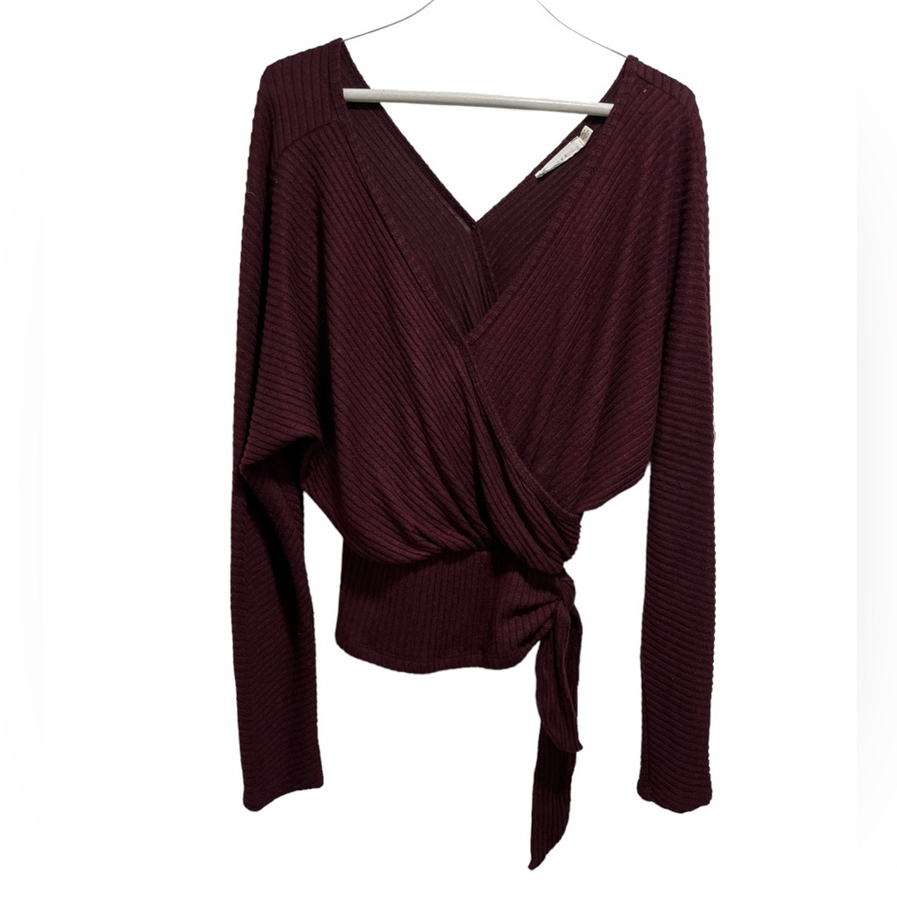 Lush Burgundy V-Neck Sweater